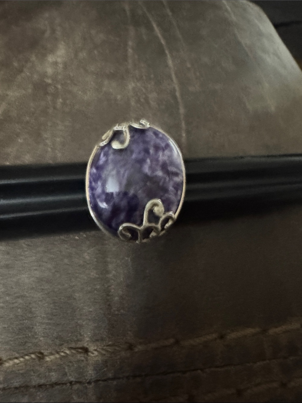 Outstanding Charoite & Sterling Silver 925 Ring Women Jewelry
